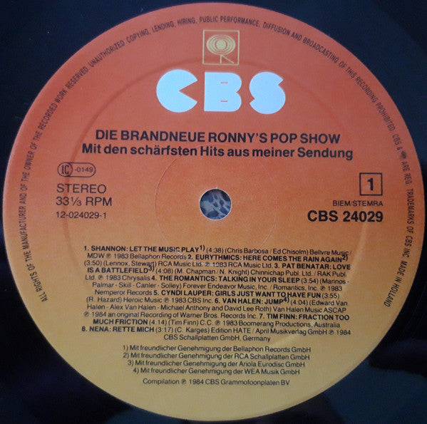 Various : Die Brandneue Ronny's Pop Show (Mit Den Schärfsten Hits Aus Meiner Sendung) (LP, Comp)