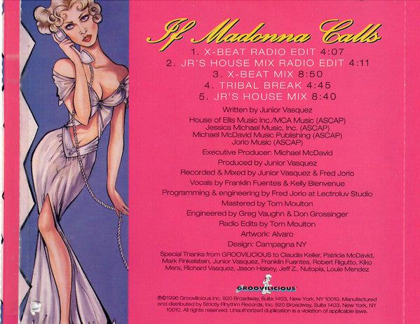 Junior Vasquez, Franklin Fuentes : If Madonna Calls (CD, Maxi)