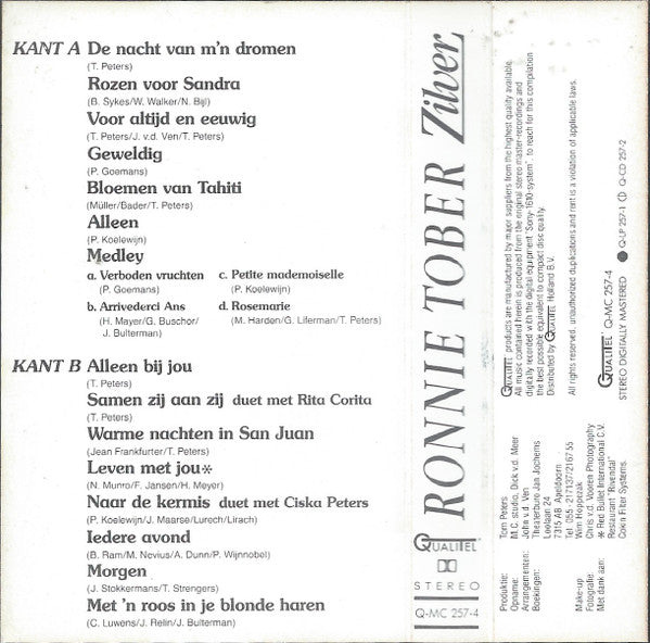 Ronnie Tober : Zilver (Zijn Grootste - En Nieuwste Successen) (Cass, Comp)