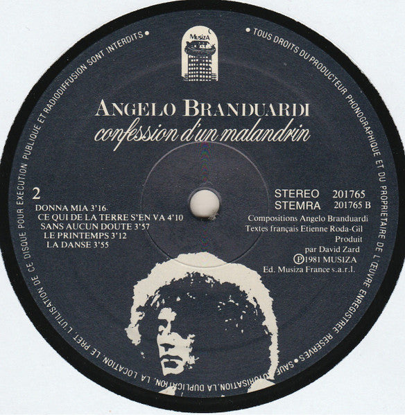 Angelo Branduardi : Confession D'un Malandrin (LP, Album, Gat)