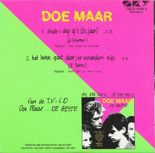Doe Maar : Sinds 1 Dag Of 2 (32 Jaar) (CD, Single)