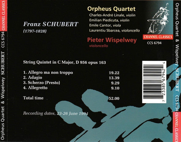 Franz Schubert - Pieter Wispelwey, Orpheus Quartet* : String Quintet In C Major Opus 163 (CD, Album)