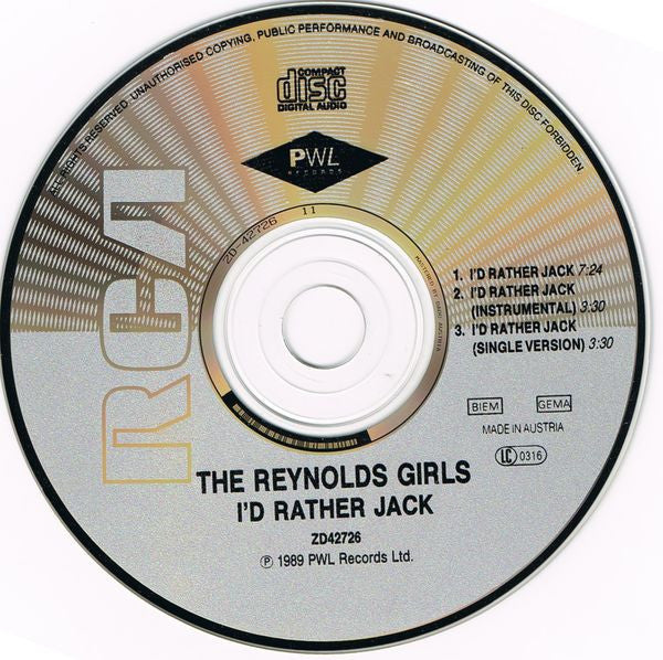 The Reynolds Girls : I'd Rather Jack (CD, Maxi)