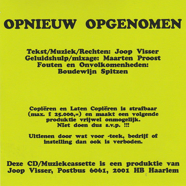 Joop Visser (2) : Opnieuw Opgenomen (CD, Album)