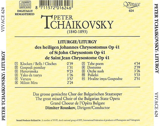 Pyotr Ilyich Tchaikovsky : Liturgy Of St. John Chrysostom - Op. 41 (CD, Album, RM)