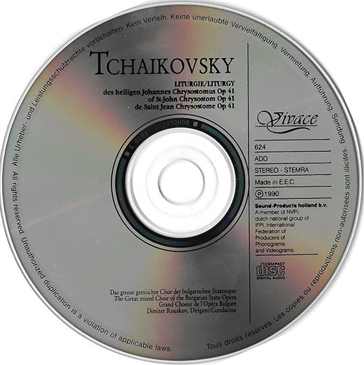 Pyotr Ilyich Tchaikovsky : Liturgy Of St. John Chrysostom - Op. 41 (CD, Album, RM)