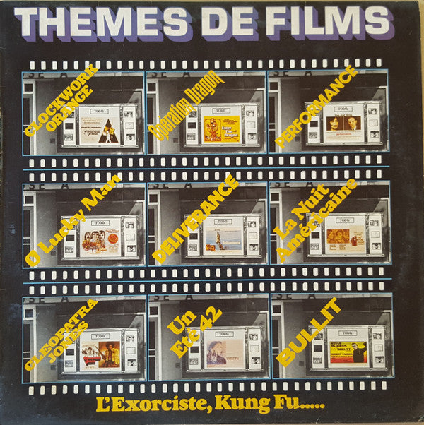 Various : Thèmes De Films - Clockwork Orange / Opération Dragon / Performance / O' Lucky Man / Délivrance / La Nuit Américaine / Cléopatra Jones / Un été 42 / Bullit / L'Exorciste / Kung Fu ... (LP, Comp)