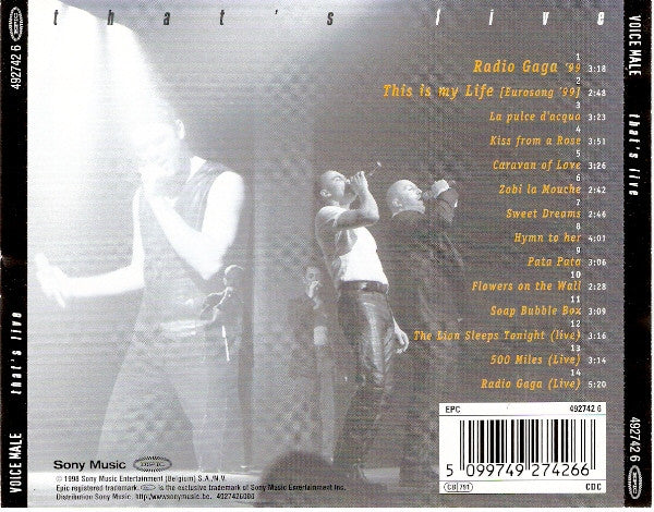Voice Male : The Album - That's Live (CD, Album)