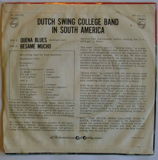 The Dutch Swing College Band : Dutch Swing College Band In South America (7")