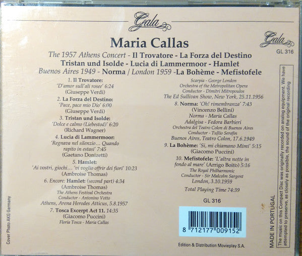 Maria Callas : The 1957 Athens Concert (CD)