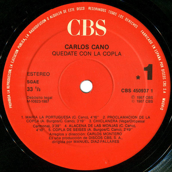 Carlos Cano : Quédate Con La Copla (LP, Album)
