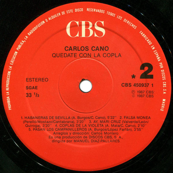 Carlos Cano : Quédate Con La Copla (LP, Album)