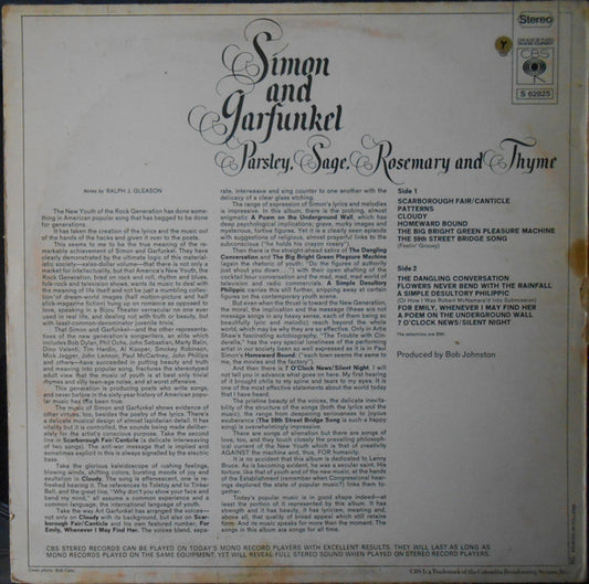 Simon & Garfunkel : Parsley, Sage, Rosemary And Thyme (LP, Album, RE)