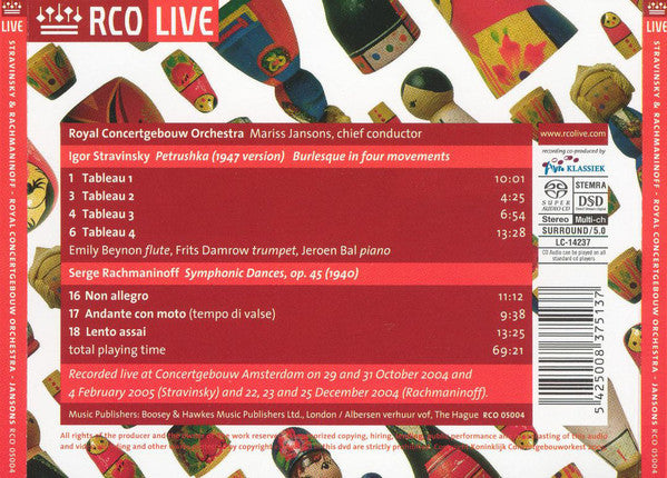 Igor Stravinsky, Sergei Vasilyevich Rachmaninoff, Concertgebouworkest, Mariss Jansons : Petrushka, Symphonic Dances (SACD, Multichannel, Album)