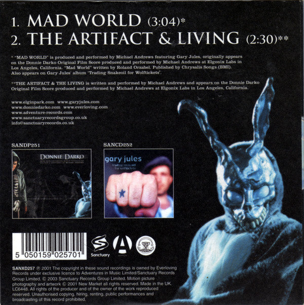 Michael Andrews Featuring Gary Jules : Mad World (CD, Single, Car)