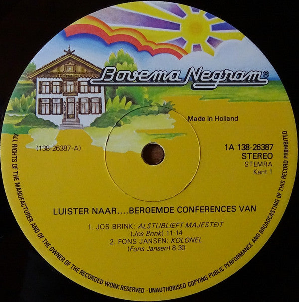 Various : Beroemde Conferences Van..... (2xLP, Comp, Gat)