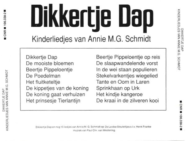 De Leidse Sleuteltjes : Dikkertje Dap - Kinderliedjes Van Annie M.G. Schmidt (CD)