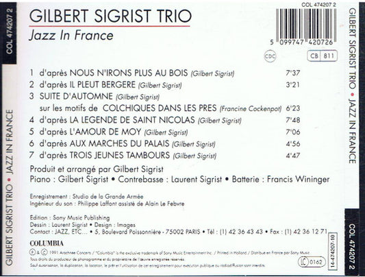 Gilbert Sigrist Trio : Jazz In France (CD, Album)
