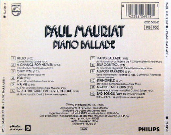 Paul Mauriat : Piano Ballade (CD, Album)