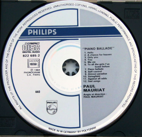 Paul Mauriat : Piano Ballade (CD, Album)
