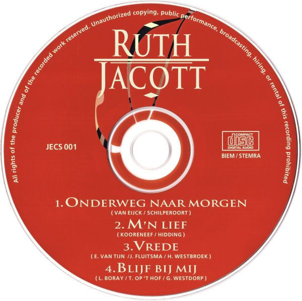 Ruth Jacott : Onderweg Naar Morgen / M'n Lief / Vrede / Blijf Bij Mij  (CD, Single)