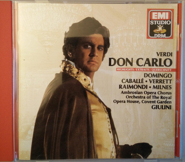 Verdi* - Domingo*, Caballé*, Verrett*, Raimondi*, Milnes*, Ambrosian Opera Chorus*, Orchestra Of The Royal Opera House, Covent Garden, Giulini* : Don Carlos (Highlights) (CD, Comp, RE, RM)