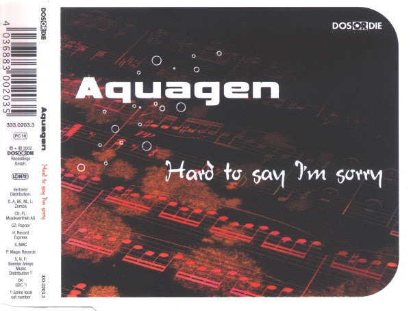 Aquagen : Hard To Say I'm Sorry (CD, Maxi, Copy Prot.)
