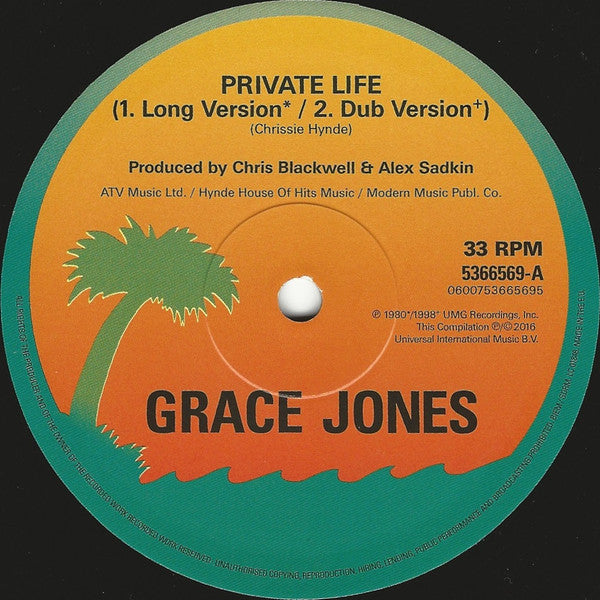 Grace Jones : Private Life (Long & Dub Version) / She's Lost Control (Long & Dub Version) (12", RSD, RE)