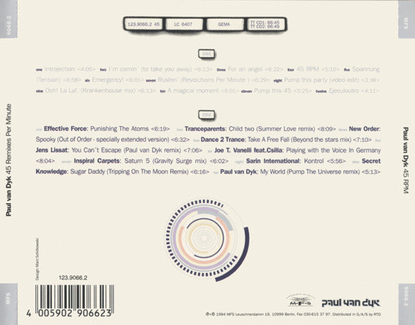 Paul van Dyk : 45 RPM / 45 Remixes Per Minute (CD, Album, M/Print, P/Mixed + CD, Comp, M/Print + )
