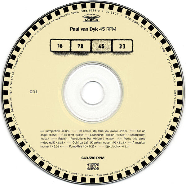 Paul van Dyk : 45 RPM / 45 Remixes Per Minute (CD, Album, M/Print, P/Mixed + CD, Comp, M/Print + )