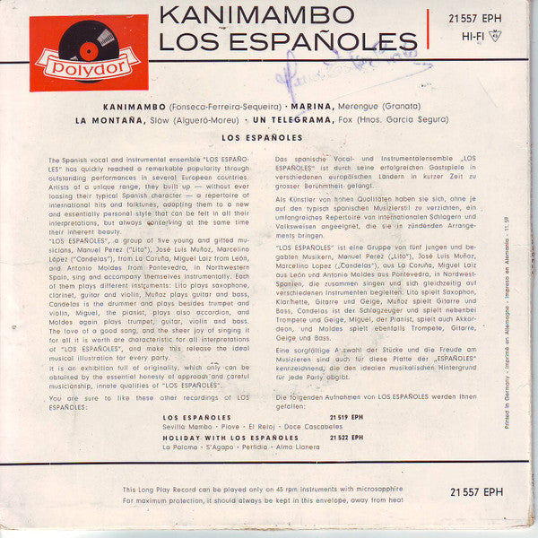 Los Españoles : Kanimambo (7", EP)