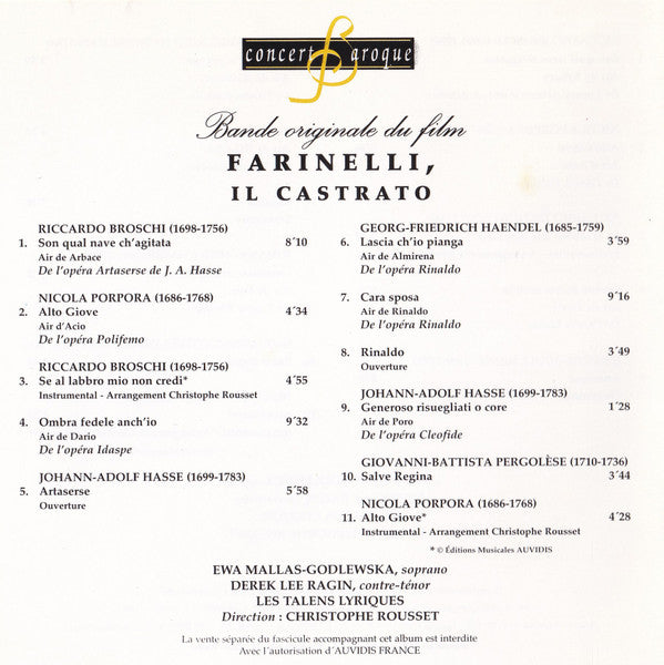 Christophe Rousset : Farinelli, Il Castrato - Bande Originale Du Film (CD, Album)