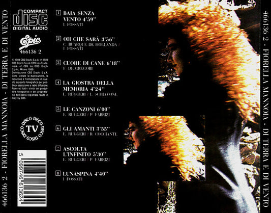 Fiorella Mannoia : Di Terra E Di Vento (CD, Album)