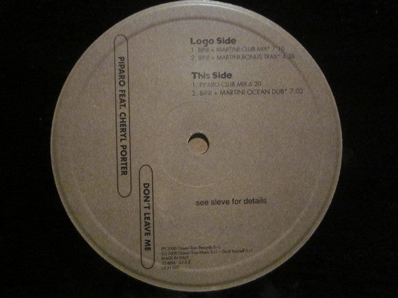 Riccardo Piparo Feat. Cheryl Porter : Don't Leave Me (12")