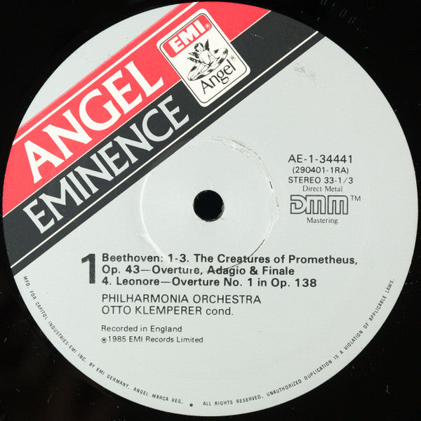 Ludwig van Beethoven - Otto Klemperer, Philharmonia Orchestra : Overtures - Leonore, Nos. 1-3 / King Stephen / The Creatures of Prometheus - Overture, Adagio & Finale (LP, Comp, RM)
