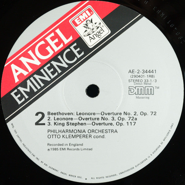 Ludwig van Beethoven - Otto Klemperer, Philharmonia Orchestra : Overtures - Leonore, Nos. 1-3 / King Stephen / The Creatures of Prometheus - Overture, Adagio & Finale (LP, Comp, RM)