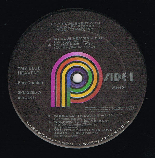 Fats Domino : My Blue Heaven (LP, Album, RE)