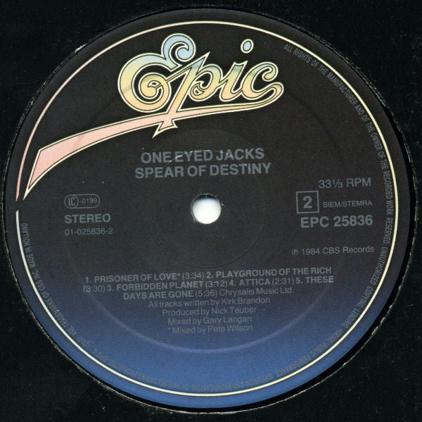 Spear Of Destiny : One Eyed Jacks (LP, Album)