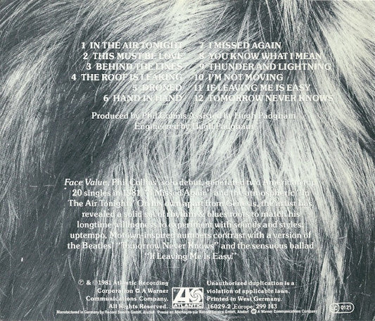 Phil Collins : Face Value (CD, Album, RE, RP, Tar)