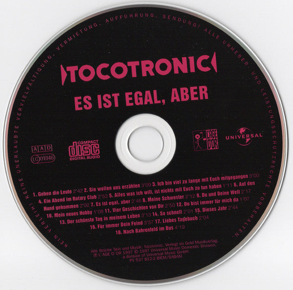 Tocotronic : Es Ist Egal, Aber (CD, Album)