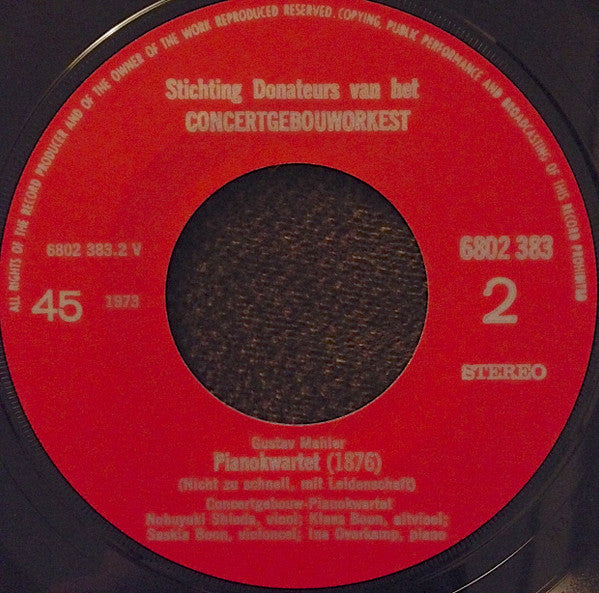 Gustav Mahler, Concertgebouw-Pianokwartet : Pianokwartet (1876) (7")