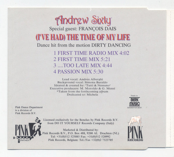 Andrew Sixty : (I've Had) The Time Of My Life (CD, Maxi)