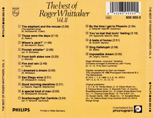 Roger Whittaker : The Best Of Roger Whittaker Vol. II (CD, Comp)