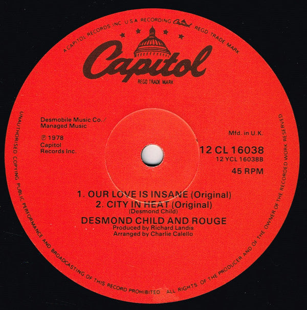 Desmond Child And Rouge : Our Love Is Insane (12")
