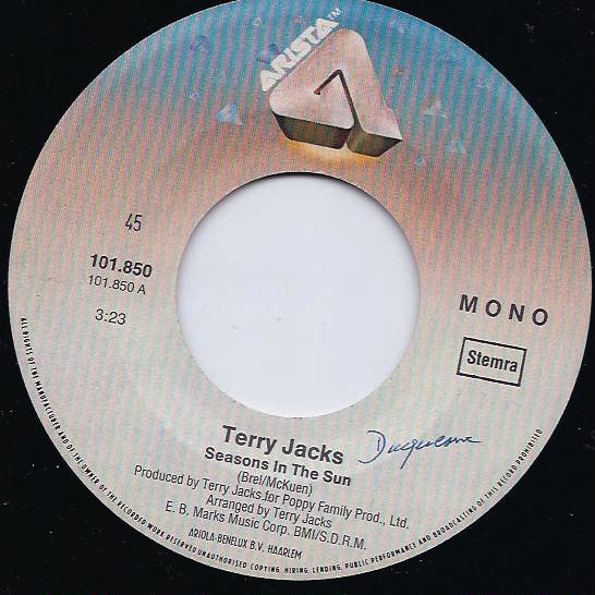 Terry Jacks : Seasons In The Sun / If You Go Away (7", Single, Mono, RE)