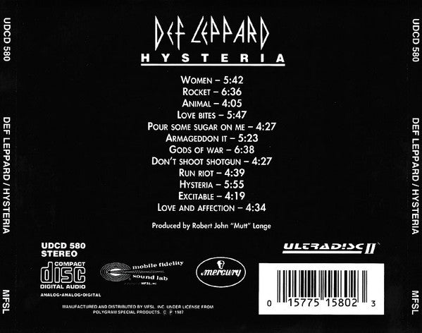 Def Leppard : Hysteria (CD, Album, Ltd, RE, 24k)