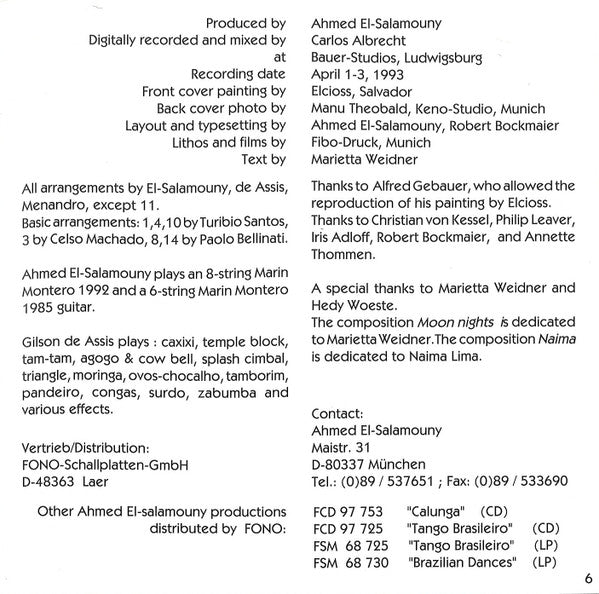 Ahmed El-Salamouny, Gilson de Assis, Claudio Menandro : Aquarela - Brazilian Music For Guitars & Percussion (CD)