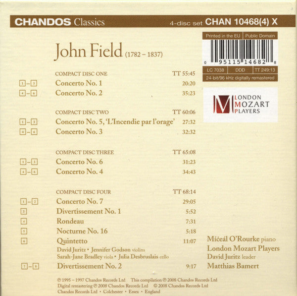 John Field (2) - Míċeál O'Rourke, London Mozart Players, Matthias Bamert : The Piano Concertos (4xCD, Comp, RM + Box)