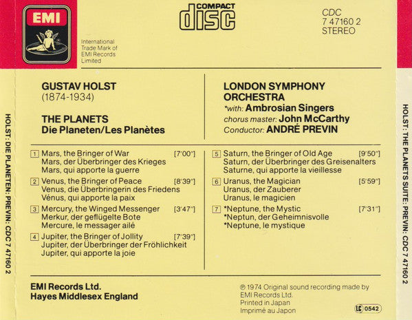 Gustav Holst - London Symphony Orchestra, André Previn : The Planets (CD, Album)