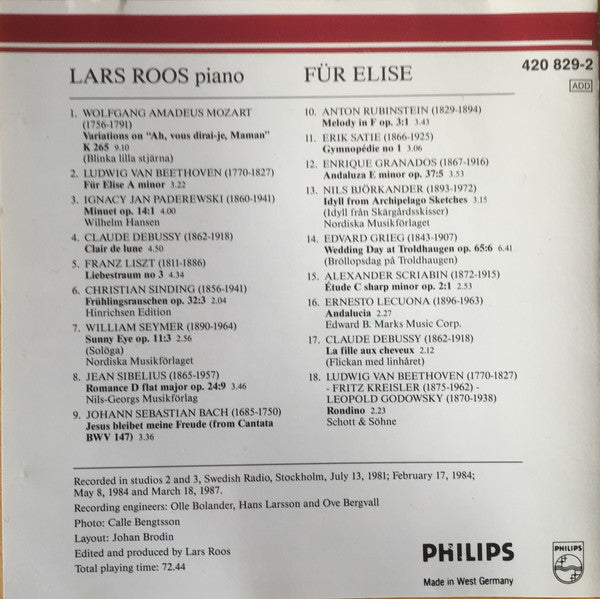 Lars Roos : Für Elise (CD, Album)
